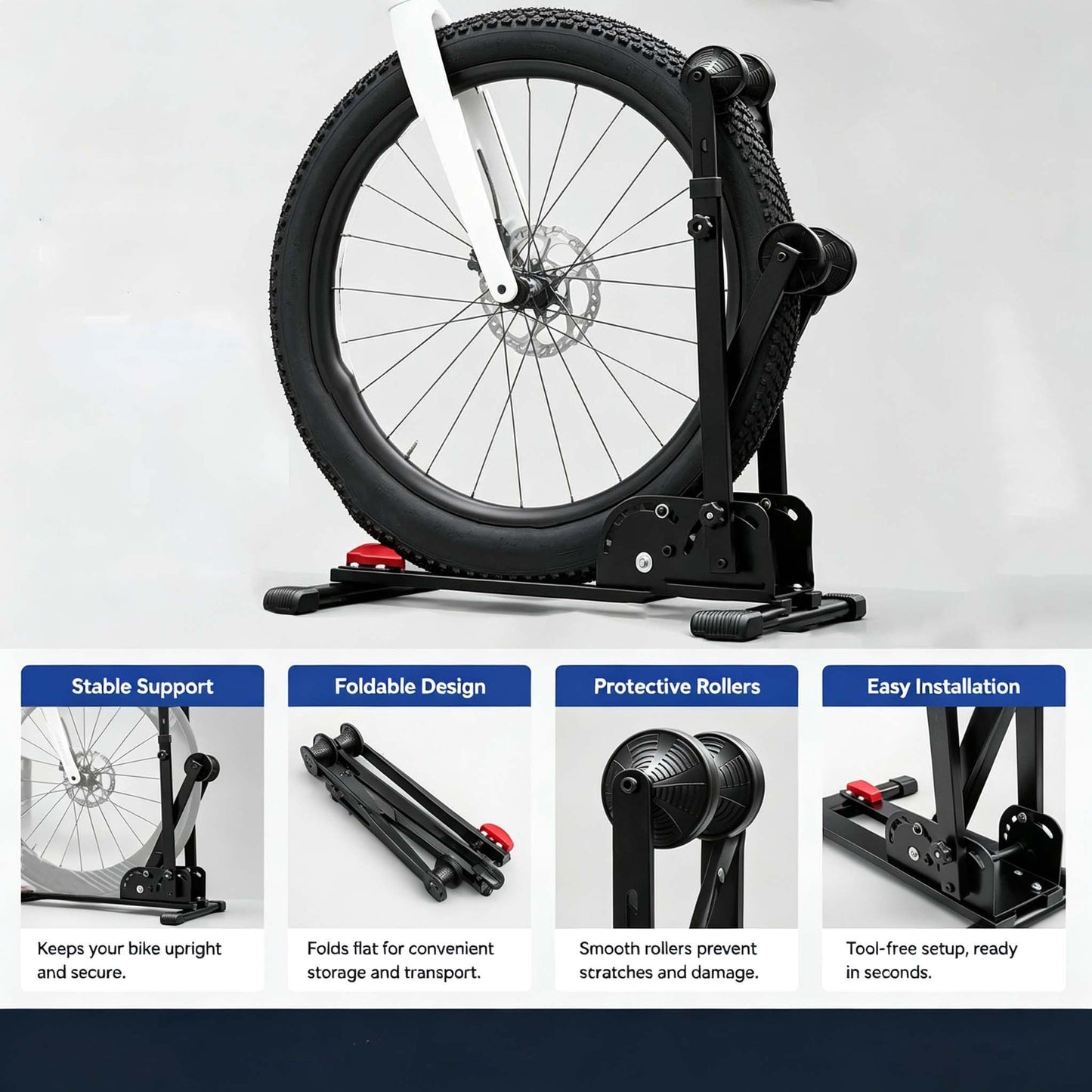Stable Foldable Double-Leg Bicycle Stand